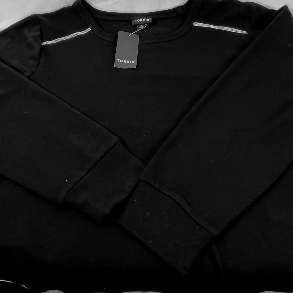 Torrid black studded rhinestone sweater soft luxurious beautiful dressy elegant - Picture 2 of 13